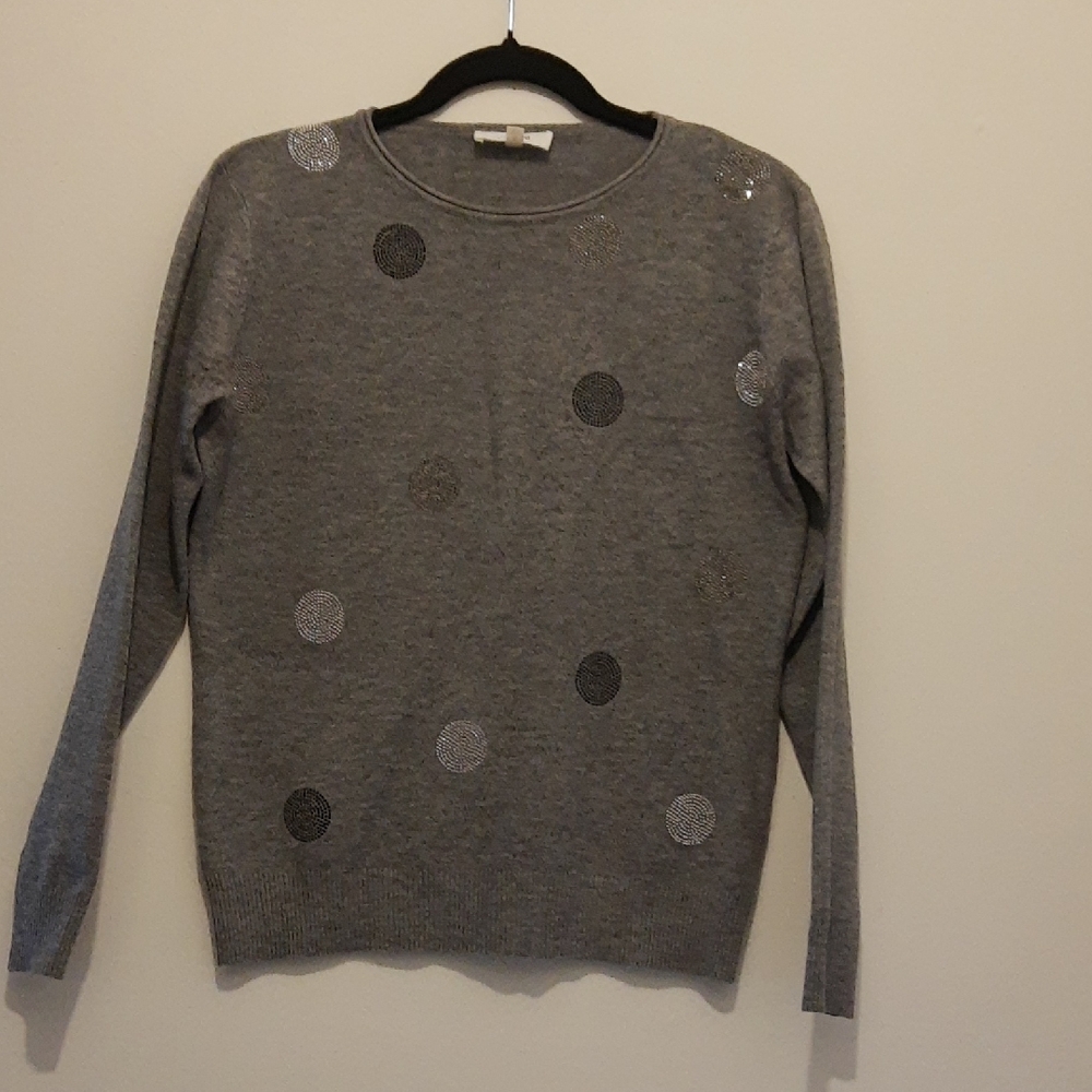 Gray Sparkle Dot Sweater Size S